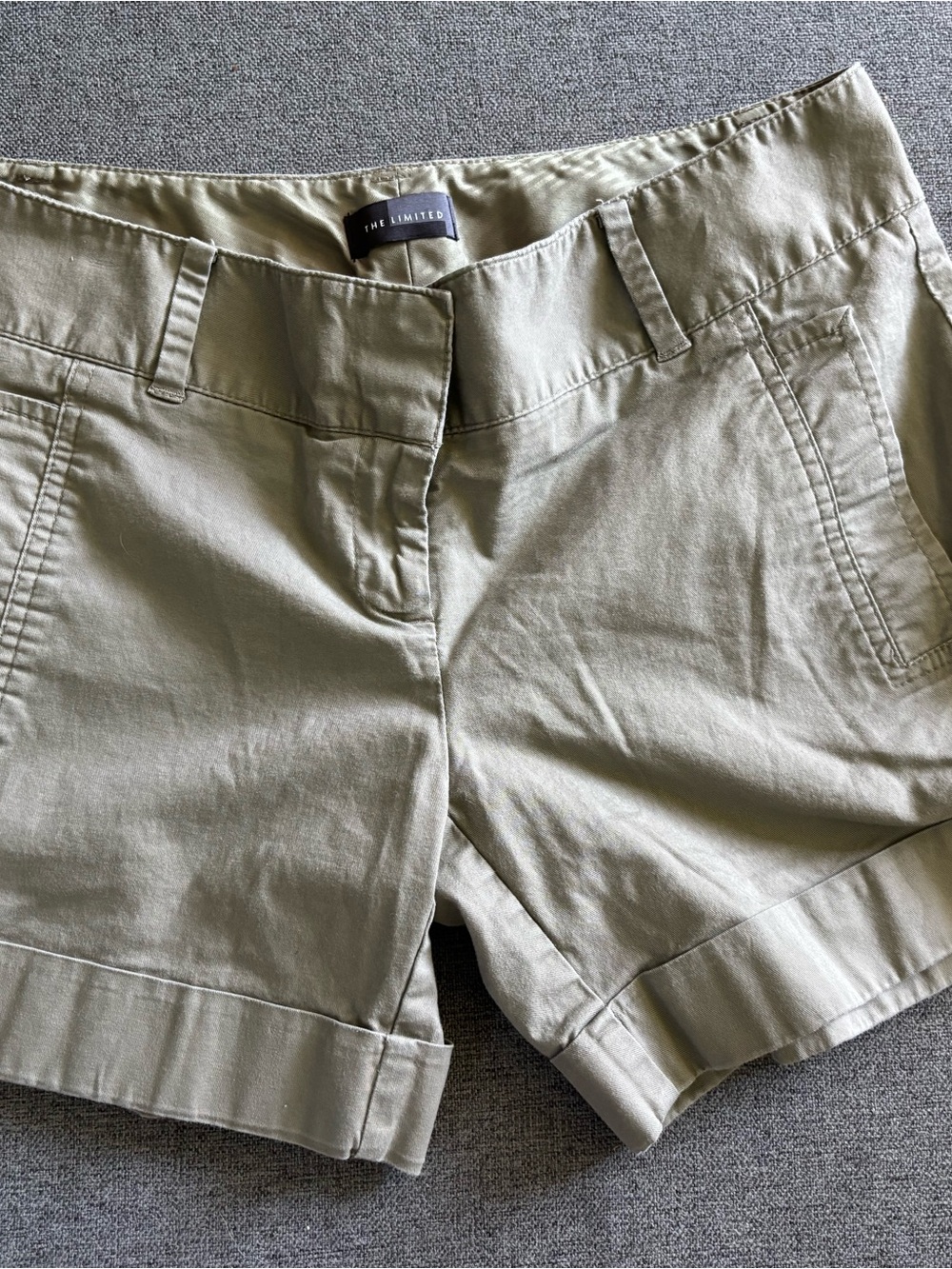 The Limited Olive Green Cuffed Bermuda Shorts